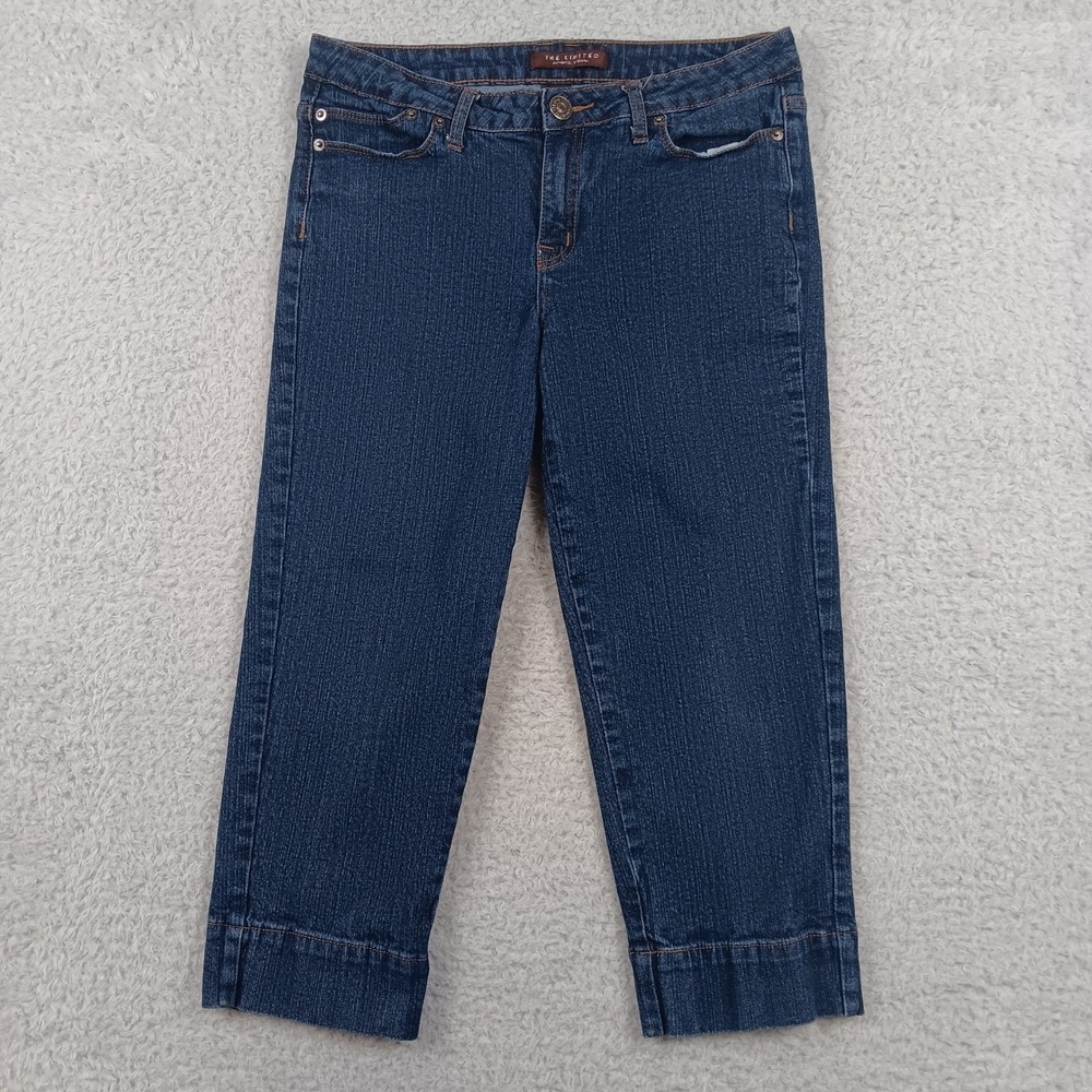 The Limited Capri Jean Womens 8 Blue Dark Wash Stretch Wide Cuff Denim - Picture 1 of 8